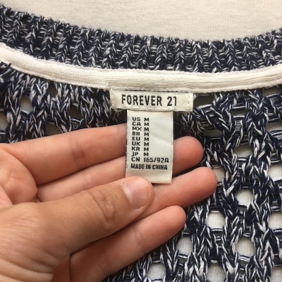 Navy and white crocheted sweater! - Picture 5 of 8